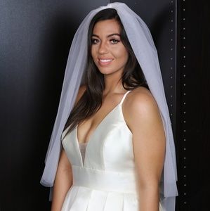 Ivory Double layer veil with Switzerland Tulle